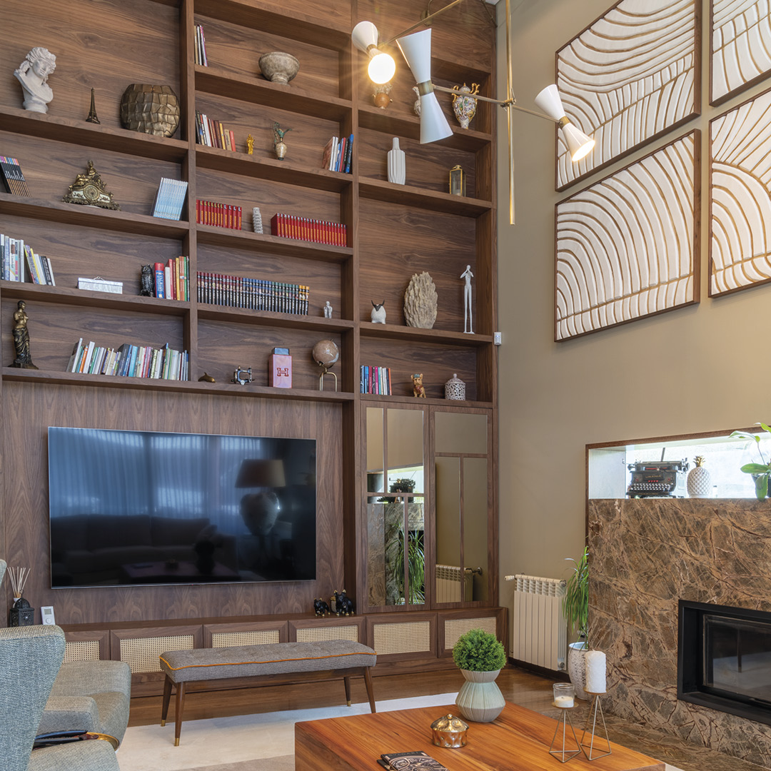 Compincar - project Residence Aguda Portugal - view of living room bookshelf