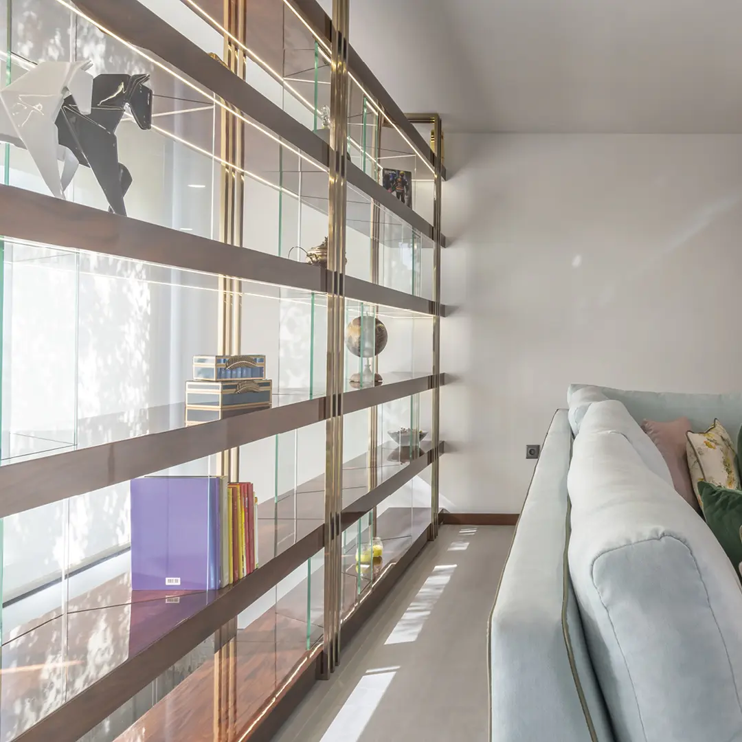 Compincar - project Residence Pacos Ferreira Porto Portugal - view shelfs and sofa