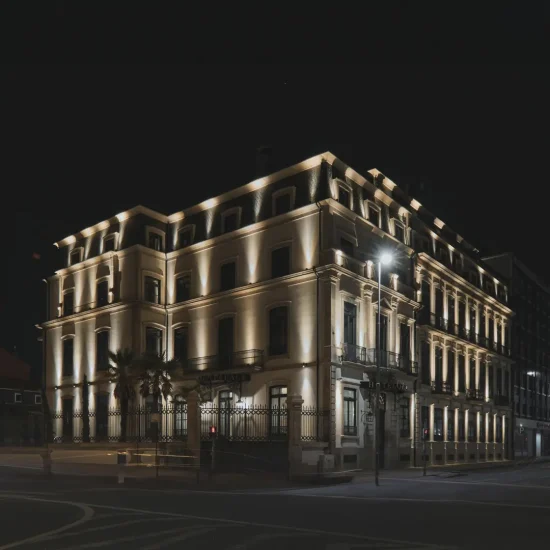 Compincar - project GA Palace Hotel Porto Portugal - view of building at night exterior